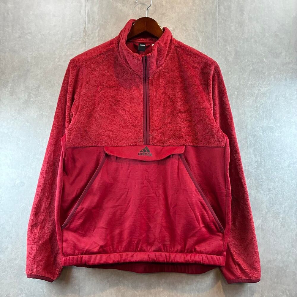 Adidas Men's Red and Burgundy Jacket